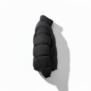 Blouson matelassé noir premium pour homme avec col montant et logo frontal - Respirant et écologique - Vêtement d'hiver streetwear - Product Image 5