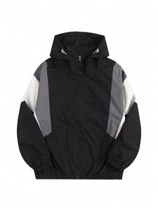 Conjunto de Sudadera con Capucha y Pantalones Jogger de Poliéster Tejido para Hombre, Impermeable, con Bloques de Color Personalizados, Cremallera Completa, Ajuste Relajado, MOQ Bajo, Otoño - Product Image 2