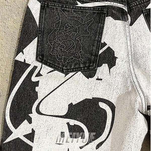 Shorts vaqueros de mezclilla lavados para hombre, de alta calidad, personalizados, con apliques bordados e impresos. - Product Image 5