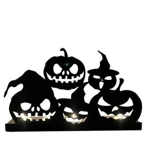 Metal Jack o <b>Lantern</b> Pumpkin <b>Tea</b> <b>Light</b> Candle Holder Halloween Black Silhouette Centerpiece for Spooky Tabletop and Home Decor - Product Image 4