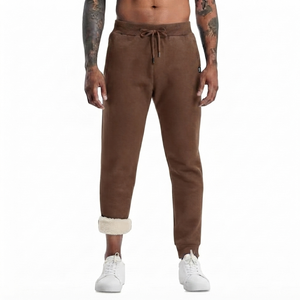 High Quality DROGEN EXPORT Customized Men's Brown Fleece/Lin/Cotton Anti-Pilling Drawstring Thick Spring Warm Sherpa Lined - Product Image 1