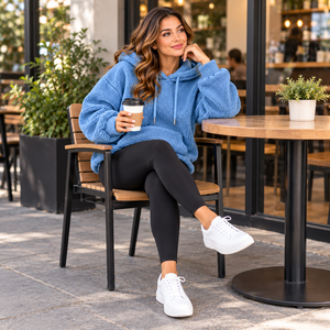 <b>Ladies</b> Oversized Sherpa <b>Fleece</b> Breathable Lined Hoodie <b>Teddy</b> Plush Winter Pullover Soft Warm Hooded Sweatshirt Casual Fashion - Product Image 3