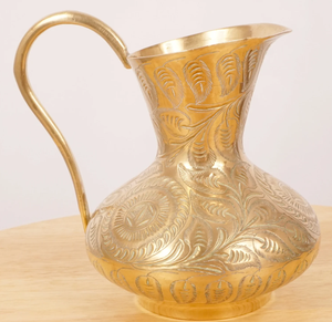 Pichet à eau en cuivre pur martelé à la main avec motif en relief, style classique écologique, capacité 1L, avec couvercle, pour la maison et les boissons - Product Image 3