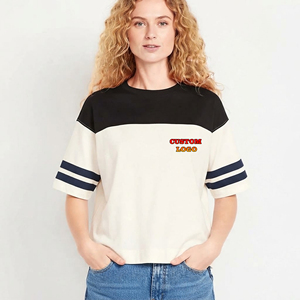 Customized 2 tone Eco-Friendly 100% Cotton Women's T-<b>Shirt</b> Casual Regular Fit Streetwear Half Sleeve Heavyweight baggy fit <b>tee</b> - Product Image 1