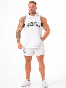 Sweats à capuche blancs en gros, de haute qualité, de luxe, personnalisés, en coton mélangé épais, à épaules tombantes, pour hommes - Product Image 6