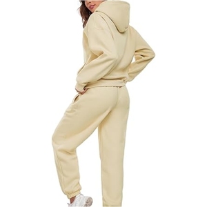 Women's <b>Sweat</b> Tracksuit Hooded <b>Top</b> Jogger Pants Relaxed Two Piece Matching Lounge Outfit 100% Cotton Fleece EFFO ENTERPRISES - Product Image 2