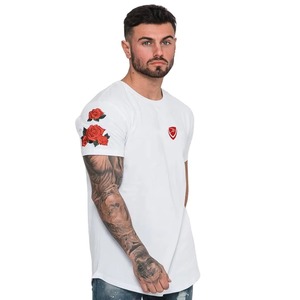 T-shirt blanc à manches courtes pour homme, col rond, coupe classique, décontracté, tricoté en polyester/coton, écologique, 220 grammes, haut de gamme - Product Image 1