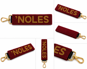 Porte-clés ajustable en perles de rocaille couleur Rouge Or, qualité export, design classique et tendance pour le jour du match, accessoire de sac - Product Image 5