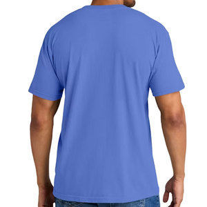 T-shirt pour homme bleu à manches courtes, col rond, coupe classique, couleur unie, jersey décontracté en coton, avec poche - Product Image 5