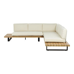 Sofá Esquinero de Jardín con Mesa para 4 Personas MYKONOS, Madera de Teca Sólida con Tablero de Partículas, Diseño para Mano Derecha - Product Image 6