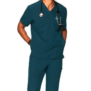 ชุดสครับผู้ชายทำจากวัสดุโพลีเอสเตอร์ 100% สำหรับขาย ดีไซน์ใหม่ ขายดี ระบายอากาศได้ดี ชุดยูนิฟอร์มสครับ สีสันตามสั่ง - Product Image 1