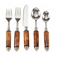 Ensemble de couverts en acier inoxydable poli miroir de haute qualité avec poignées en os couverts élégants pour une utilisation dans la cuisine à domicile