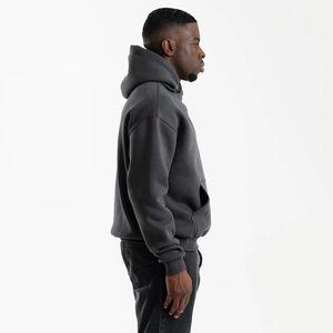 Sweat à capuche oversize de haute qualité pour homme, style streetwear hip-hop, avec logo brodé, en molleton français uni teint, 100 % coton - Product Image 2