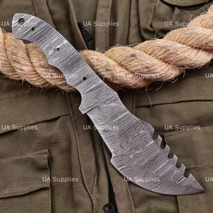 Cuchillo de Acero de Damasco Forjado a Mano de Alta Calidad, Hoja Lisa Pulida, Punta Caída, Kit para Fabricación de Cuchillos de Caza y Camping, OEM - Product Image 6