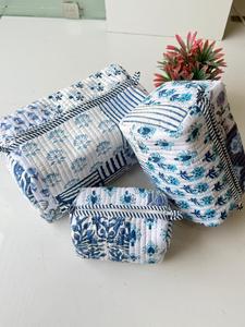 Bohemian Toiletry Bags Cosmetic Bag Set With Pink Gingham Cotton Cosmetic <b>Cases</b> Set With Zipper Closure Small Size Multi - Product Image 5