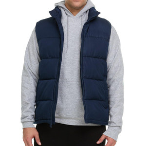 GENERSA SPORTS Men's Winter Stand Collar Puffer <b>Vest</b> Solid <b>Brown</b> Zipper Closure Windproof Casual Outer Wear Eco-friendly - Product Image 4