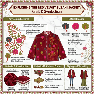 <b>Velvet</b> Suzani Short Cotton Knitted Heated Winter Varsity <b>Jacket</b> Rich Texture Intricate Embroidery Stripe Pattern Eco-Friendly - Product Image 6