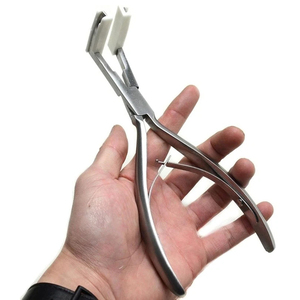 Pince à presser ergonomique pour extensions de cheveux, cadre métallique argenté brossé, mâchoires plates en silicone, outils de scellage pour salon - Product Image 1