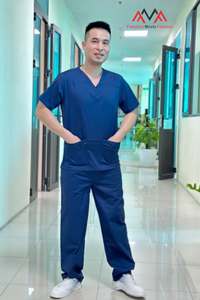 ชุดสครับโรงพยาบาล FMF สำหรับบุรุษและสตรี – ชุดยูนิฟอร์มทางการแพทย์ที่ระบายอากาศได้ดี ผลิตจากผ้าสแปนเด็กซ์/ผ้าฝ้าย/ผ้าโพลีเอสเตอร์ ผลิตในเวียดนาม - Product Image 6