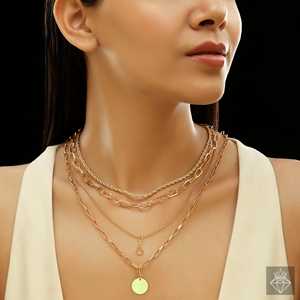 PRAO Collar de cadena en capas antideslustre chapado en oro Accesorio de moda - Product Image 3