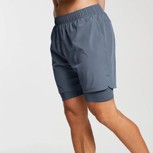 Custom Eco-Friendly Solid High Street Style Sport Canvas Double <b>Layer</b> Waist Loop Pockets Breathable Gym Shorts Quick Dry Online - Product Image 5