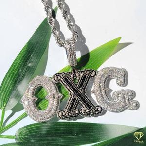 Luxury Moissanite Diamond " DEX " Letter Pendant With Rope Chain Full Iced Out Hip Hop Necklace Jewelry - Product Image 2