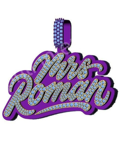 Mrs <b>Roman</b> Script <b>Letter</b> Pendant Women's Moissanite Charm Iced Out Hip Hop Jewelry - Product Image 1