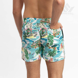 Shorts de bain imprimés pour hommes, séchage rapide, cordon de serrage, taille mi-haute, décontractés, avec poches latérales - Product Image 3