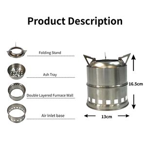 Portable Stainless Steel Wood Burning Camping Stove Lightweight Folding <b>Backpacking</b> Stove - Product Image 2