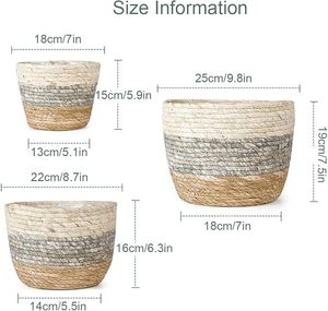 Juego de 3 Macetas de Fibra de Seagrass Biodegradables y Ecológicas de Alta Calidad, Estilo Rústico, Más Vendidas para Jardín, Interior y Exterior - Product Image 6