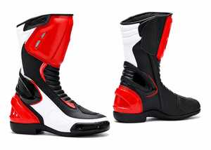 Bottes de moto ARID GEAR en cuir véritable rouge, noir et blanc, bottes de protection complètes pour la course sur route et l'entraînement - Product Image 2