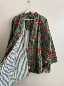 Robe en velours à imprimé floral avec ceinture, manches longues, veste pour femme printemps - Product Image 6