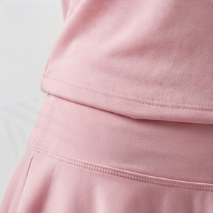 Ensemble sportif rose 2 pièces pour femme : haut à manches courtes col rond et jupe à volants, séchage rapide, tricoté, vêtements de sport printemps-été - Product Image 5