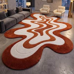 Tapis en laine tufté à la main, incurvé, à base radiale concave, pour salon circulaire - Product Image 4