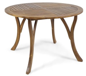 Ensemble de jardin en teck pour l'extérieur, table ronde avec 4 chaises, mobilier de patio en bois contemporain, résistant aux intempéries, design en bois massif - Product Image 4