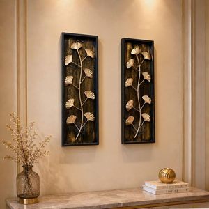Paneles Decorativos de Pared con Diseño de Hojas, Arte Rústico Moderno para Colgar en la Pared, Escultura para Sala de Estar, Dormitorio y Oficina (45X15 CM) - Product Image 4