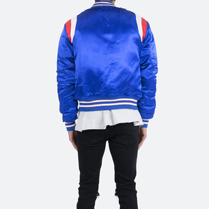 Stand Collar Satin Varsity <b>Jacket</b> High Quality Zipper Bomber <b>Jacket</b> Sports Winter Varsity Bomber <b>Jacket</b> Embroidered Logo Plain - Product Image 3