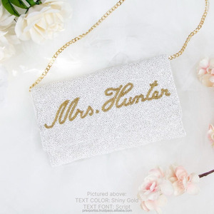 Customized Mrs <b>Name</b> Beaded Clutch Bridal Wedding Handmade Embroidery Personalized Bride Evening Portable Luxury Fashion Party - Product Image 2