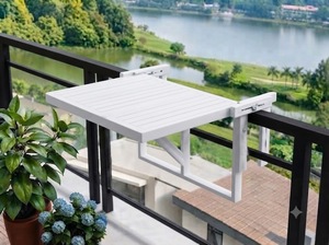 Table de bar pliante Vista – Comptoir suspendu compact en bois massif pour balcon avec supports réglables - Product Image 3
