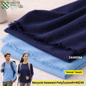 SWL-CK0149  Tejido de punto interlock sostenible de lana marina reciclada, poliéster/Tencel=60/40, doble cara, anti-UV, para hombre y mujer - Product Image 2