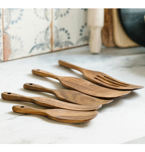 Ensemble de 5 spatules en bois d'acacia, lavage à la main uniquement, ustensiles pour la cuisine et la pâtisserie, prix de gros - Product Image 1