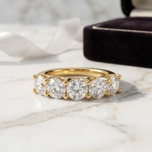 2.40 CTW Luxury Round Brilliant Cut Diamond Five-<b>Stone</b> Band Ring in Classic Prong Setting Elegant Band Fine Jewelry Statement - Product Image 1