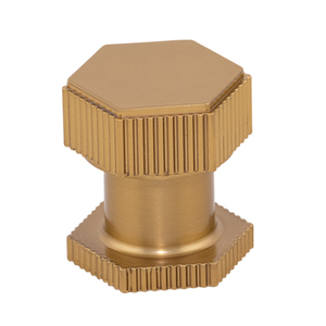 Poignée hexagonale moletée en aluminium, design Veyra, laiton, or rose, or, marron, acier inoxydable mat, noir, quincaillerie de meuble - Product Image 2
