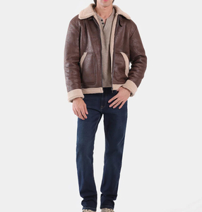 Chaquetas de Piel de Oveja Auténtica de Última Moda, Chaqueta de Piel Clásica Personalizada en Color Marrón, Ropa Exterior de Cuero - Product Image 3