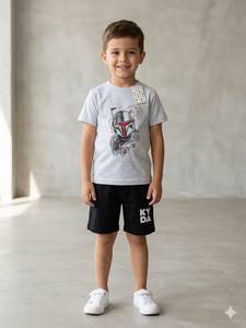 Ensemble short et t-shirt en coton confortable de qualité supérieure pour garçons, tenue assortie pour enfants, en vente - Product Image 4