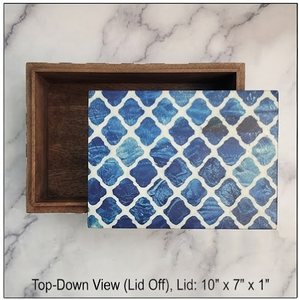 Moroccan Blue Resin Pattern Jewelry <b>Box</b> Rectangular <b>Cardboard</b> <b>Storage</b> With Lid - Product Image 3