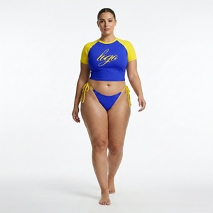 Conjunto de Bikini de 2 Piezas para Mujer, Diseño Color Block, Top Corto con Cuello Redondo y Lazos Laterales Ajustables - Product Image 6