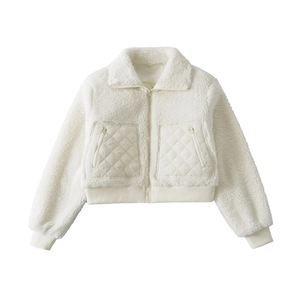 Chaqueta Casual de Otoño-Invierno para Mujer con Cuello Alto, Acolchado de Algodón y Parches, y Lana Sintética de Cordero Engrosada - Product Image 2