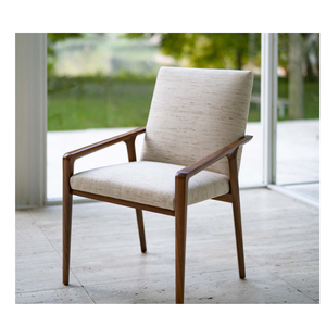 Silla de Comedor Exclusiva de Madera de Teca con Cojín de Tela Premium - Product Image 1