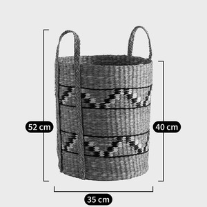 Cesta redonda de junco marino con patrón dentado, cesta de almacenamiento hecha a mano, venta al por mayor, ecológica, hecha en Vietnam - Product Image 3